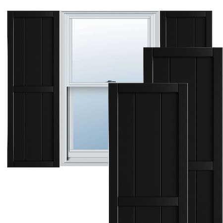 True Fit PVC, Four Board Framed Board-n-Batten Shutters, Black, 21 1/2W X 73H